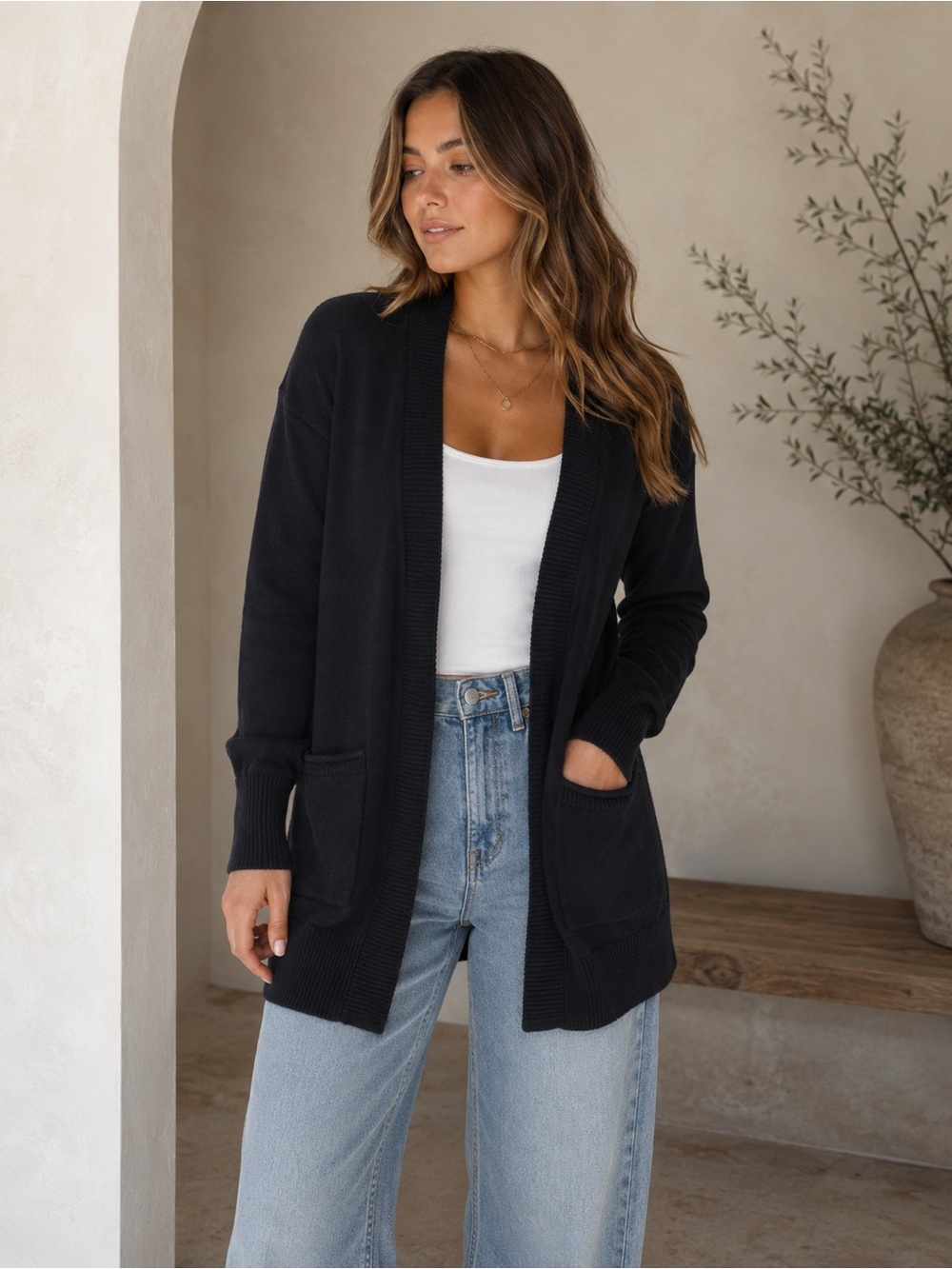 Madewell Women's Black Open Front Cardigan
Sweater Size Small Front Pockets